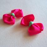 Mini Boutique Bow Pair - Shocking Pink, Mint Green