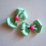 Mini Boutique Bow Pair - Light Green, Shocking..