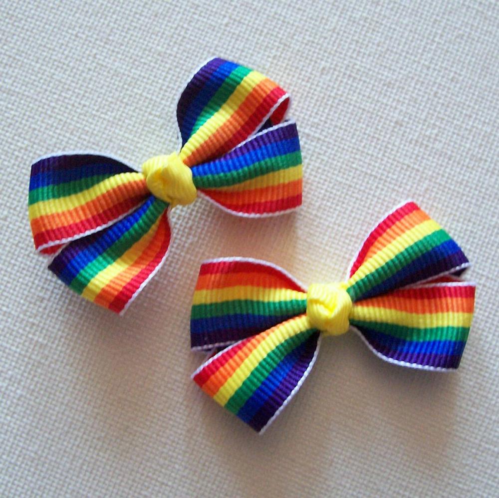 Mini Boutique Bow Pair - Rainbow